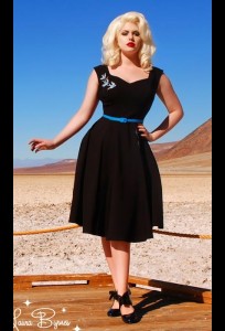 Annalise Dress in Black With Sparrows By Pinup Girl Clothing