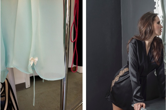On the left: the Emilie silk romper from S/S '14; On the right: the Jacqueline robe from Holiday '13/'14
